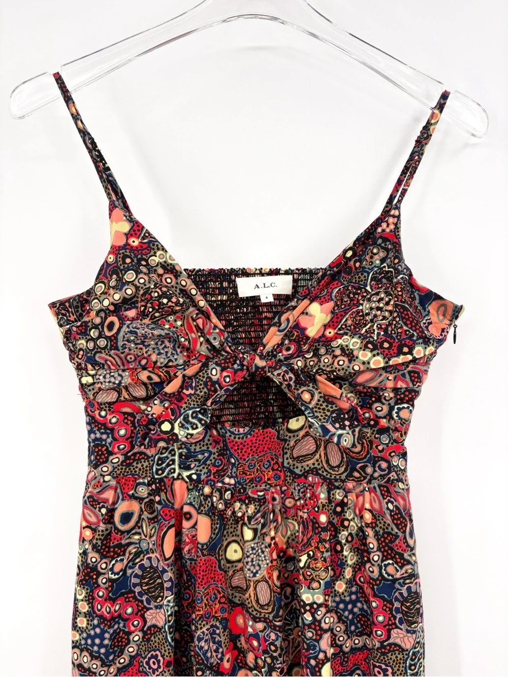 A.L.C. Laura Cotton Floral Maxi Dress Sangria Multi 6 - Picture 8 of 15